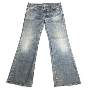7 For All Mankind Tripster Mens 38 Blue Faded Wide Leg Flare Jeans